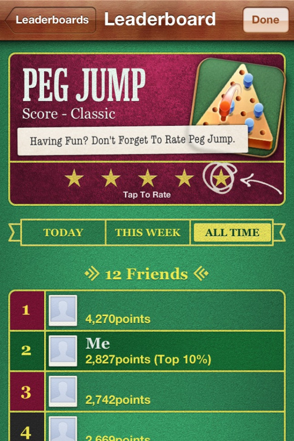 Peg Jump rating encouragement in the UI